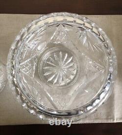 CRYSTAL PUNCH BOWL-Heavy Cut Glass WithLid 10 Cups For Showers-Weddings-Holidays