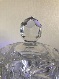 CRYSTAL PUNCH BOWL-Heavy Cut Glass WithLid 10 Cups For Showers-Weddings-Holidays