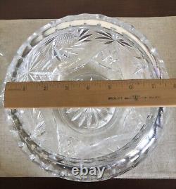 CRYSTAL PUNCH BOWL-Heavy Cut Glass WithLid 10 Cups For Showers-Weddings-Holidays