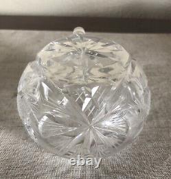 CRYSTAL PUNCH BOWL-Heavy Cut Glass WithLid 10 Cups For Showers-Weddings-Holidays