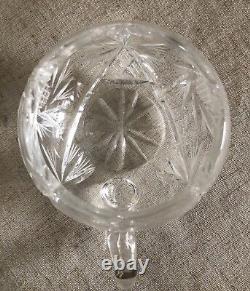 CRYSTAL PUNCH BOWL-Heavy Cut Glass WithLid 10 Cups For Showers-Weddings-Holidays