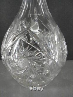 CUT LEAD CRYSTAL LIQUOR GLASS DECANTER withSTOPPER SILVER HALLMARKED R&D 12 VTG