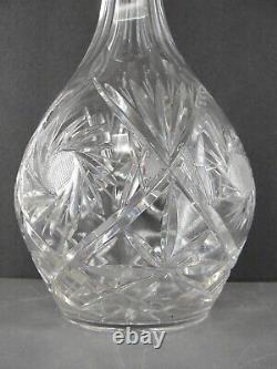 CUT LEAD CRYSTAL LIQUOR GLASS DECANTER withSTOPPER SILVER HALLMARKED R&D 12 VTG