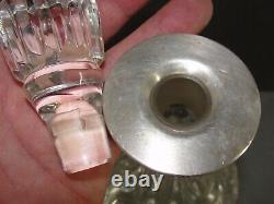 CUT LEAD CRYSTAL LIQUOR GLASS DECANTER withSTOPPER SILVER HALLMARKED R&D 12 VTG