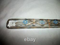 C. 1790 French Crystal Perfume Scent Bottle Lay Down Flask Cut Gilt HP Moriage