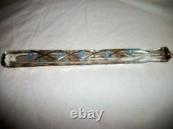 C. 1790 French Crystal Perfume Scent Bottle Lay Down Flask Cut Gilt HP Moriage
