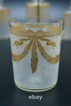 C. 1900 Saint Louis Old Cut Crystal Gold Perfume Bottles Glass Vanity Set France