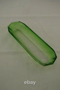 C. 1930 Baccarat Green Clear Cut Crystal Vanity Long Tray Dresser Bathroom France