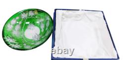 Caesar Crystal Bohemiae Czech Lead Crystal Green Cut to Clear Glass Plate Bowl