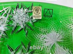 Caesar Crystal Bohemiae Czech Lead Crystal Green Cut to Clear Glass Plate Bowl