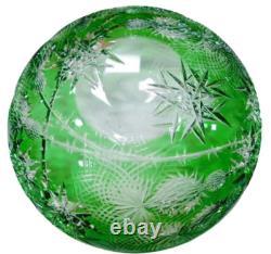 Caesar Crystal Bohemiae Czech Lead Crystal Green Cut to Clear Glass Plate Bowl