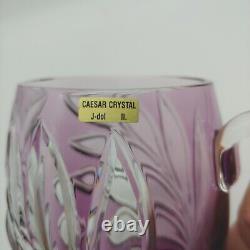 Caesar Crystal Cut To Clear Glass Mug 5 Large Purple Czech Bohemia Beer Stein