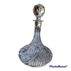 Captains Ship Nautical Cut Crystal Glass Decanter With Stopper Vintage 1980s