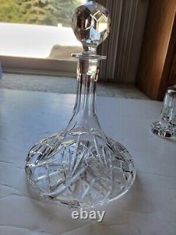 Captains Ship Nautical Cut Crystal Glass Decanter With Stopper Vintage 1980s