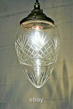 Ceiling Light An Antique Cut Crystal Glass Acorn Pendant & Gallery Early 20th C