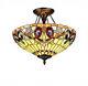 Ceiling Light Colorful Victorian Tiffany Style Stained Cut Glass 16 Semi Flush