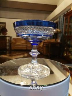 Champagne Glass, Cobalt Blue Cut to clear St Louis Trianon Bohemian crystal