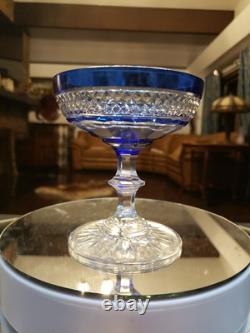 Champagne Glass, Cobalt Blue Cut to clear St Louis Trianon Bohemian crystal