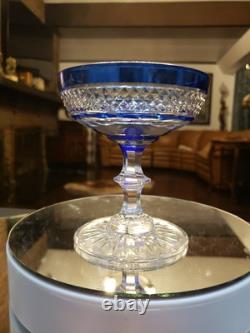 Champagne Glass, Cobalt Blue Cut to clear St Louis Trianon Bohemian crystal