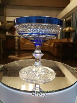 Champagne Glass, Cobalt Blue Cut to clear St Louis Trianon Bohemian crystal
