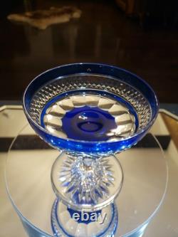 Champagne Glass, Cobalt Blue Cut to clear St Louis Trianon Bohemian crystal