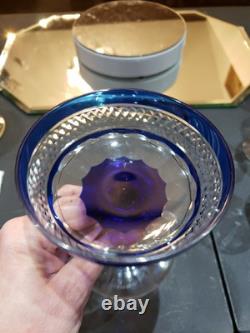 Champagne Glass, Cobalt Blue Cut to clear St Louis Trianon Bohemian crystal