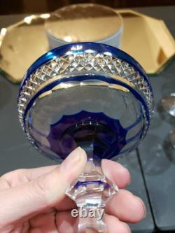 Champagne Glass, Cobalt Blue Cut to clear St Louis Trianon Bohemian crystal