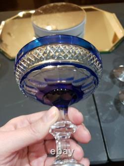 Champagne Glass, Cobalt Blue Cut to clear St Louis Trianon Bohemian crystal