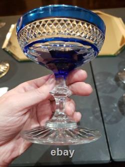 Champagne Glass, Cobalt Blue Cut to clear St Louis Trianon Bohemian crystal