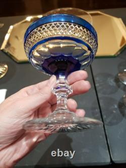 Champagne Glass, Cobalt Blue Cut to clear St Louis Trianon Bohemian crystal