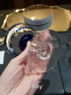 Champagne Glass, Cobalt Blue Cut to clear St Louis Trianon Bohemian crystal