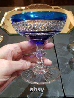Champagne Glass, Cobalt Blue Cut to clear St Louis Trianon Bohemian crystal
