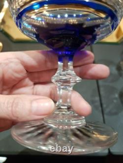 Champagne Glass, Cobalt Blue Cut to clear St Louis Trianon Bohemian crystal