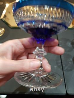 Champagne Glass, Cobalt Blue Cut to clear St Louis Trianon Bohemian crystal