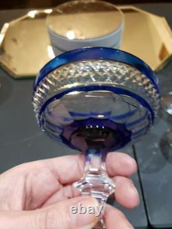 Champagne Glass, Cobalt Blue Cut to clear St Louis Trianon Bohemian crystal