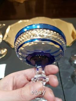 Champagne Glass, Cobalt Blue Cut to clear St Louis Trianon Bohemian crystal