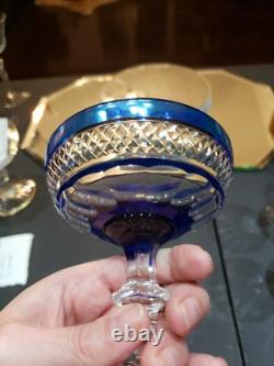 Champagne Glass, Cobalt Blue Cut to clear St Louis Trianon Bohemian crystal