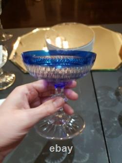 Champagne Glass, Cobalt Blue Cut to clear St Louis Trianon Bohemian crystal