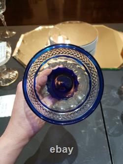 Champagne Glass, Cobalt Blue Cut to clear St Louis Trianon Bohemian crystal