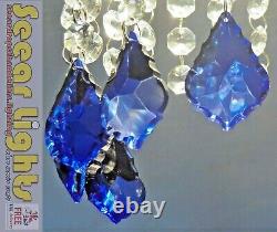 Chandelier Cut Glass Crystals Vintage Blue Leaf Drops Christmas Tree Decorations