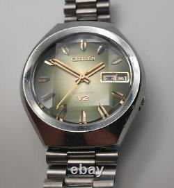 Citizen Seven Star V2 26J Automatic Watch Green Gradient Cut Glass Vintage 1974