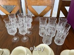 Clear Cut Crystal Glass Drinkware Set Wine Goblets & Tall Tumblers, Clear