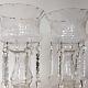 Clear Etched Glass Mantle Lusters 11 Tall with 6 Fancy Cut Crystal Prisms