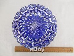 Cobalt Blue Cut To Clear Crystal Art Glass Lamp Vintage
