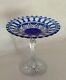 Cobalt Blue Cut To Clear Crystal Pedestal Compote attributed to Val St Lambert