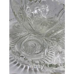 Colony Indiana Cut Crystal Glass Punch Set Complete Vintage 15 Pcs