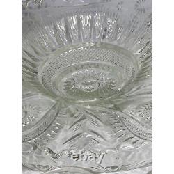 Colony Indiana Cut Crystal Glass Punch Set Complete Vintage 15 Pcs