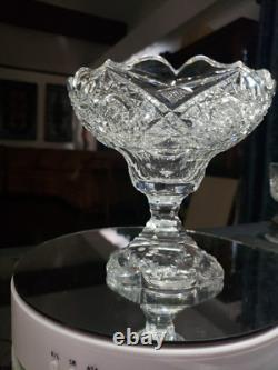 Compote, American Brilliant Period Cut Glass Crystal Creswick Egginton Signed