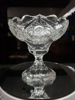 Compote, American Brilliant Period Cut Glass Crystal Creswick Egginton Signed