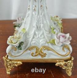 Cre Art Doré à or Fin Dorato Italian Cut Glass Bowl Porcelain Pedestal